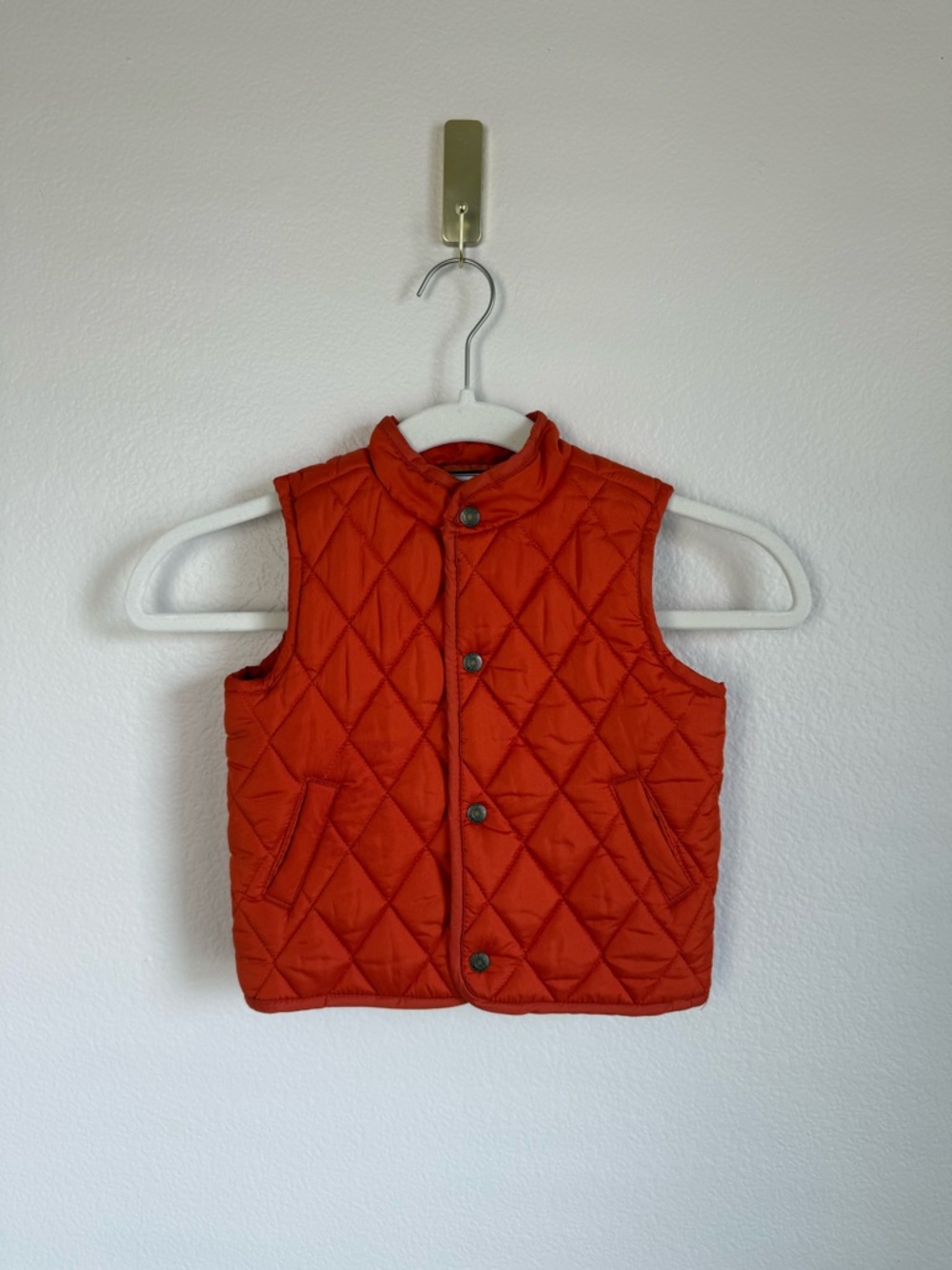 Janie And Jack Puffer Vest Boys 12-18 Months Orange Quilted Preppy Playtime